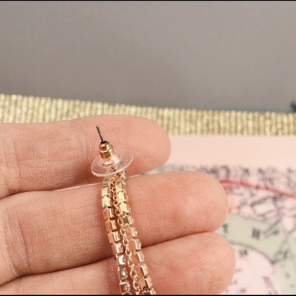 Long waterfall Crystal Earrings - Picture 3 of 4